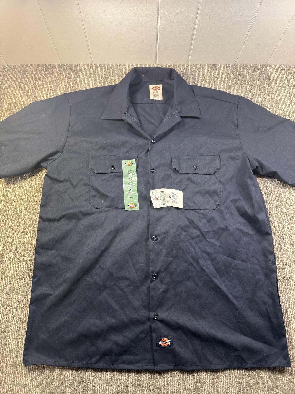 Dickies Shirt Mens Large Blue Short Sleeve Workwear Button Up Twill Pockets